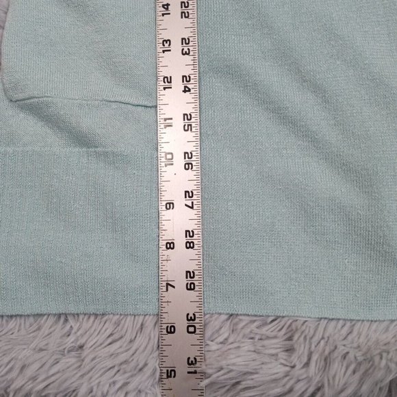 Talbots Womens Sweater Cardigan Blue XS Linen Open‎ Front Knit Pockets - Picture 8 of 11